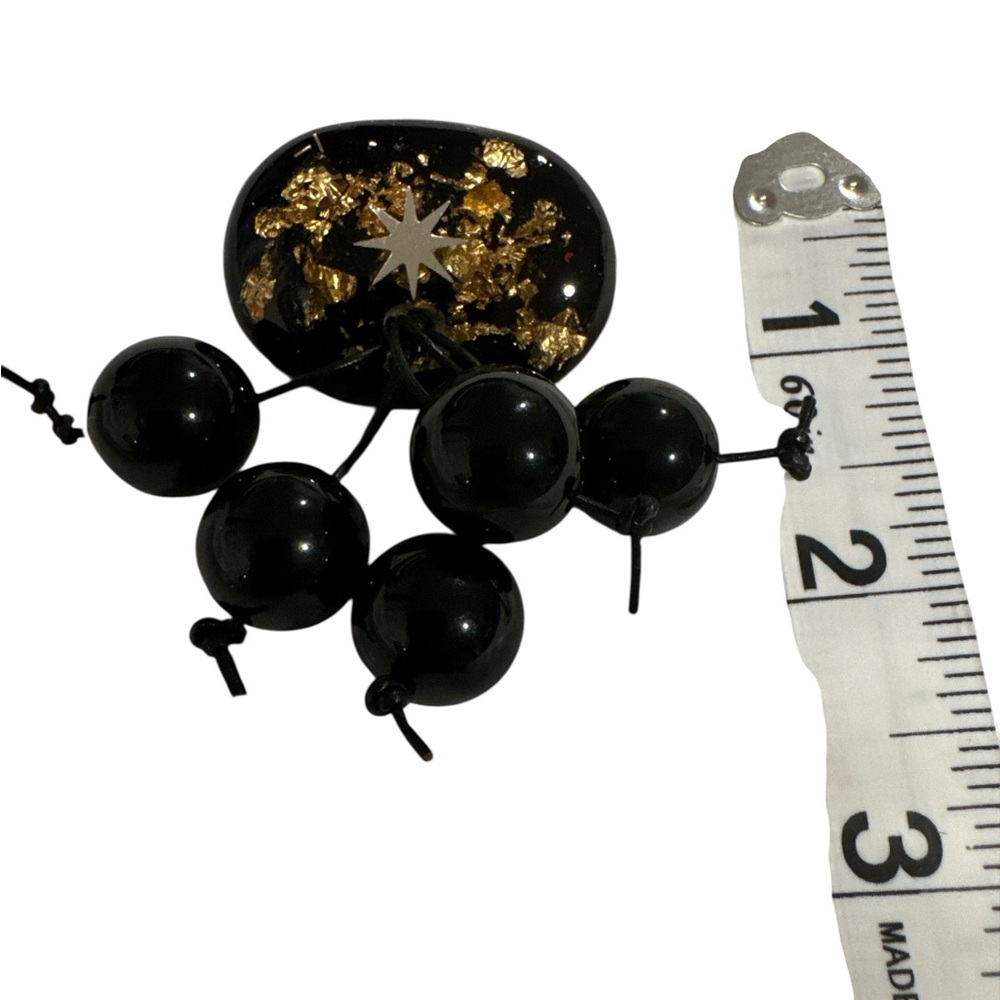 Black and Gold Epoxy beaded brooch